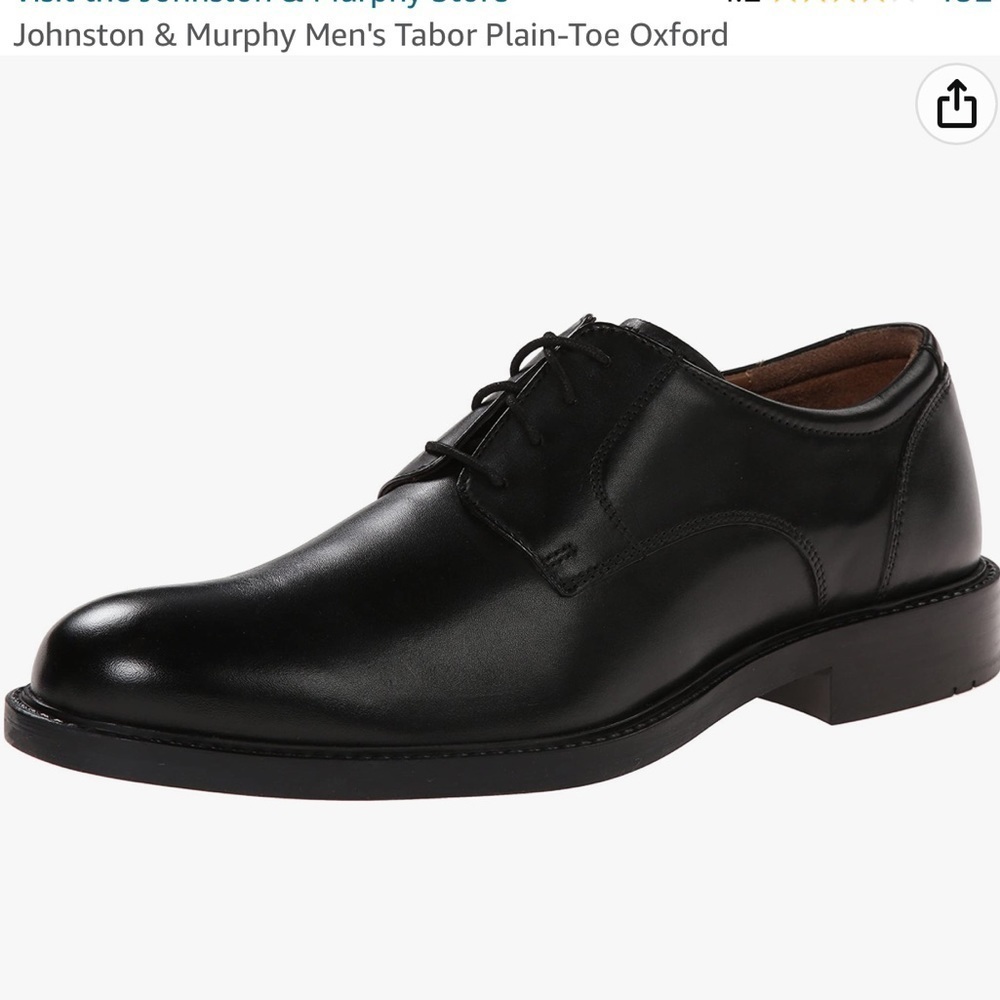 Johnston & Murphy Men’s Tabor Plain Toe Oxford black leather lace up shoes Sz 13